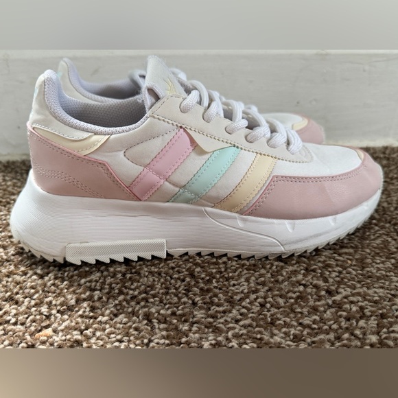 adidas Shoes - adidas Women’s Pastel Triple-Stripe Platform Sneaker - White Pink Mint Cream